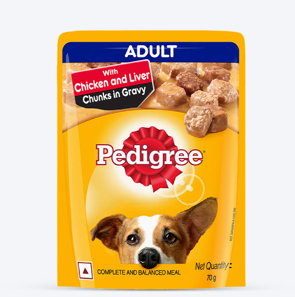 PEDIGREE ADULT CHICKEN & LIVER CHUNKS FLAVOUR IN GRAVY 70 gm