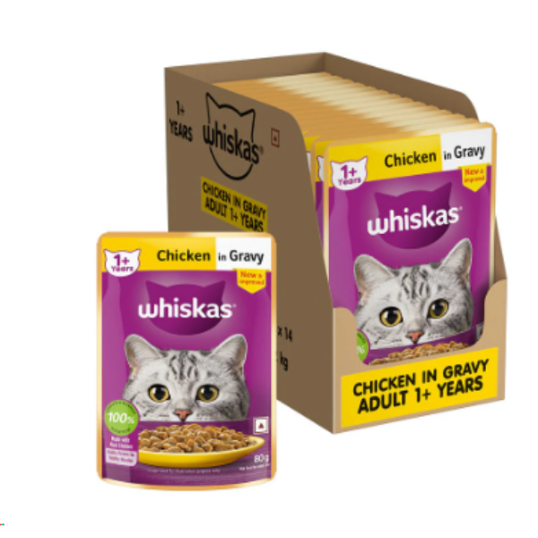 WHISKAS ADULT CHICKEN IN GRAVY 80 gm