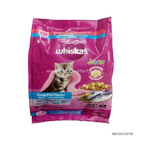 WHISKAS JUNIOR 2-12 OCEAN FISH WITH MILK 450 gm