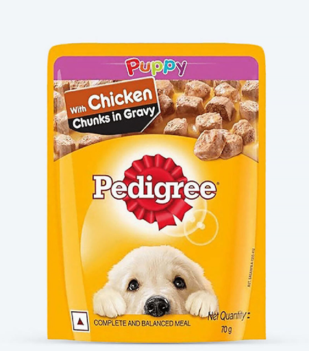 PEDIGREE PUPPY CHICKEN CHUNKS FLAVOUR IN GRAVY 70 gm