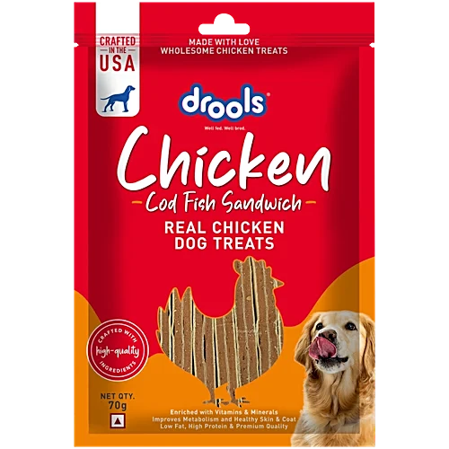 DROOLS CHICKEN COD FISH SANDWICH 70GM
