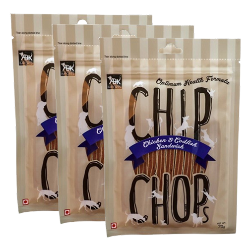 [sandwichdogtreat70] CHIP CHOP CHICKEN & CODFISH SANDWICH 70 gm